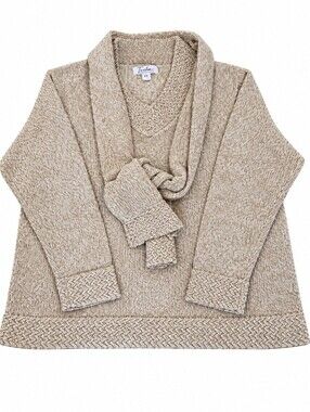 Beige Chenille Sweater With Removeable Scarf